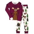 thumbnail image 1 of LazyOne Warm Long-Sleeve PJ Sets for Girls and Boys, Moose Hug Purple, Funny Animal Kids' Pajama Sets, 1 of 7