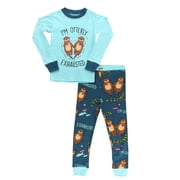 LazyOne Warm Long-Sleeve PJ Sets for Girls and Boys, Otterly Exhausted,, Funny Animal Kids Pajama Sets