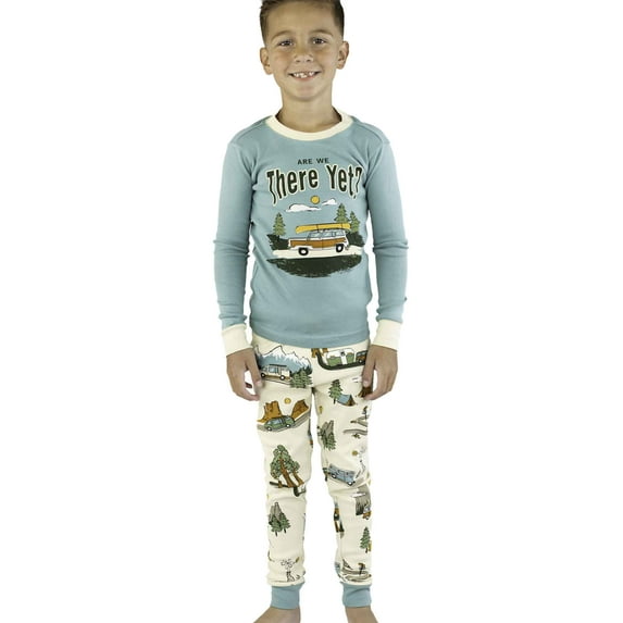 LazyOne Warm Long-Sleeve PJ Sets for Girls and Boys, Road Trip, Funny Animal Kids' Pajama Sets