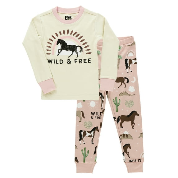LazyOne Warm Long-Sleeve PJ Sets for Girls and Boys, Wild & Free, Funny Animal Kids' Pajama Sets