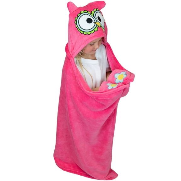 LazyOne Wearable Hooded Blanket for Kids, Animal Hooded Blanket (Owl Blanket)