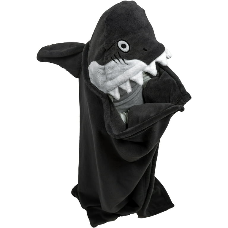 LazyOne Wearable Hooded Blanket for Kids, Animal Hooded Blanket (Shark  Blanket) 