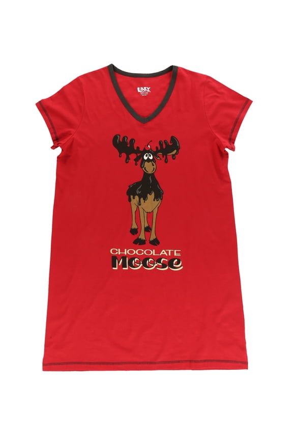 LazyOne Women's Nightgown, Funny V-Neck Sleep Shirt for Women (Chocolate Moose. XXL)