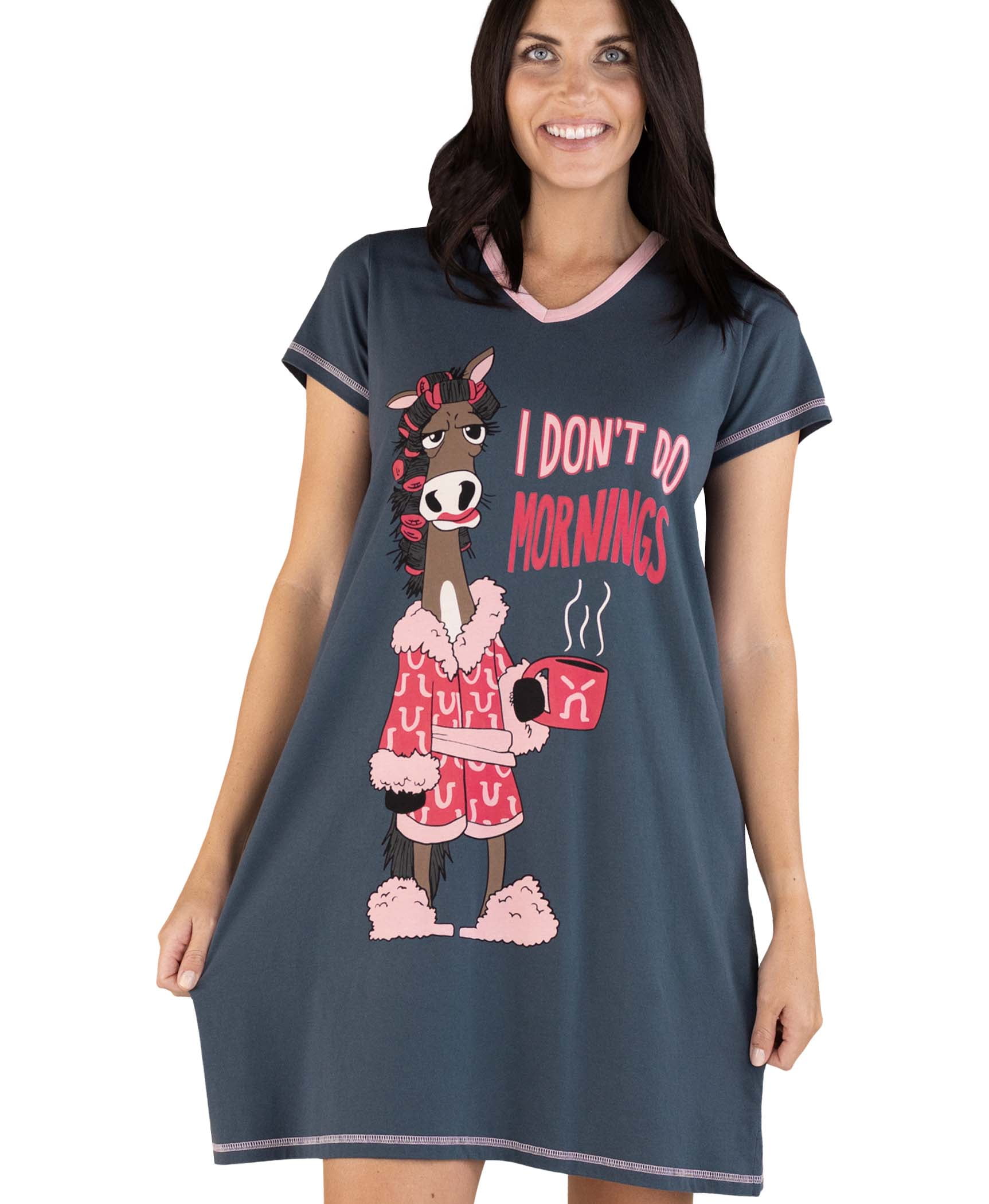 LazyOne Women's Nightgown, Funny V-Neck Sleep Shirt for Women (DDM ...