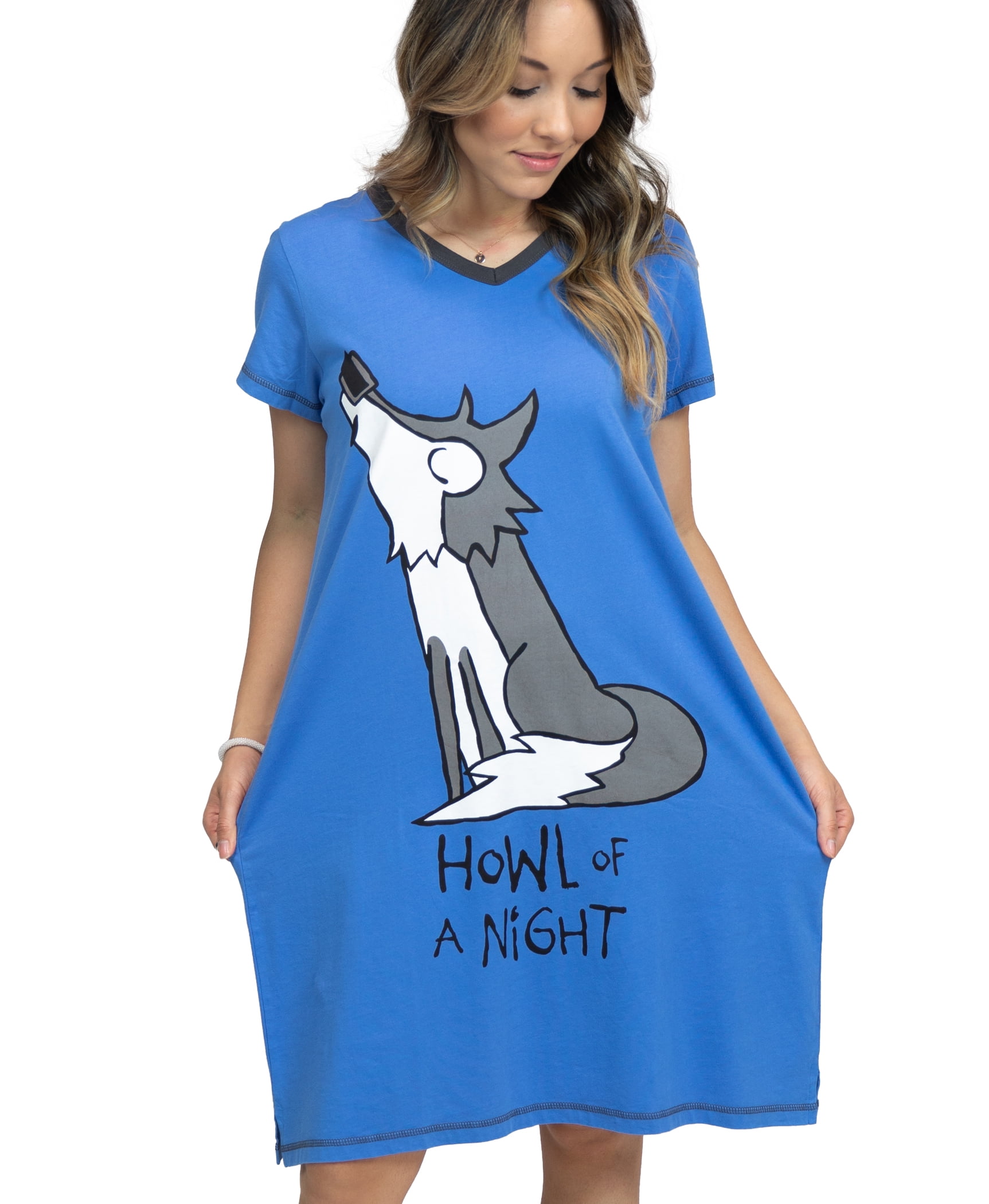 LazyOne Women's Nightgown, Funny V-Neck Sleep Shirt for Women (Howl of ...