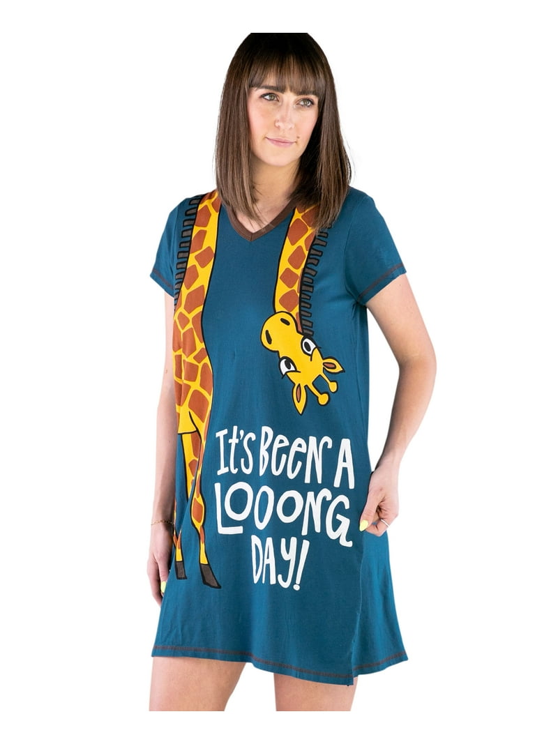 LazyOne Women's Funny Nightgown, V-Neck Cotton Sleep Shirt, Long