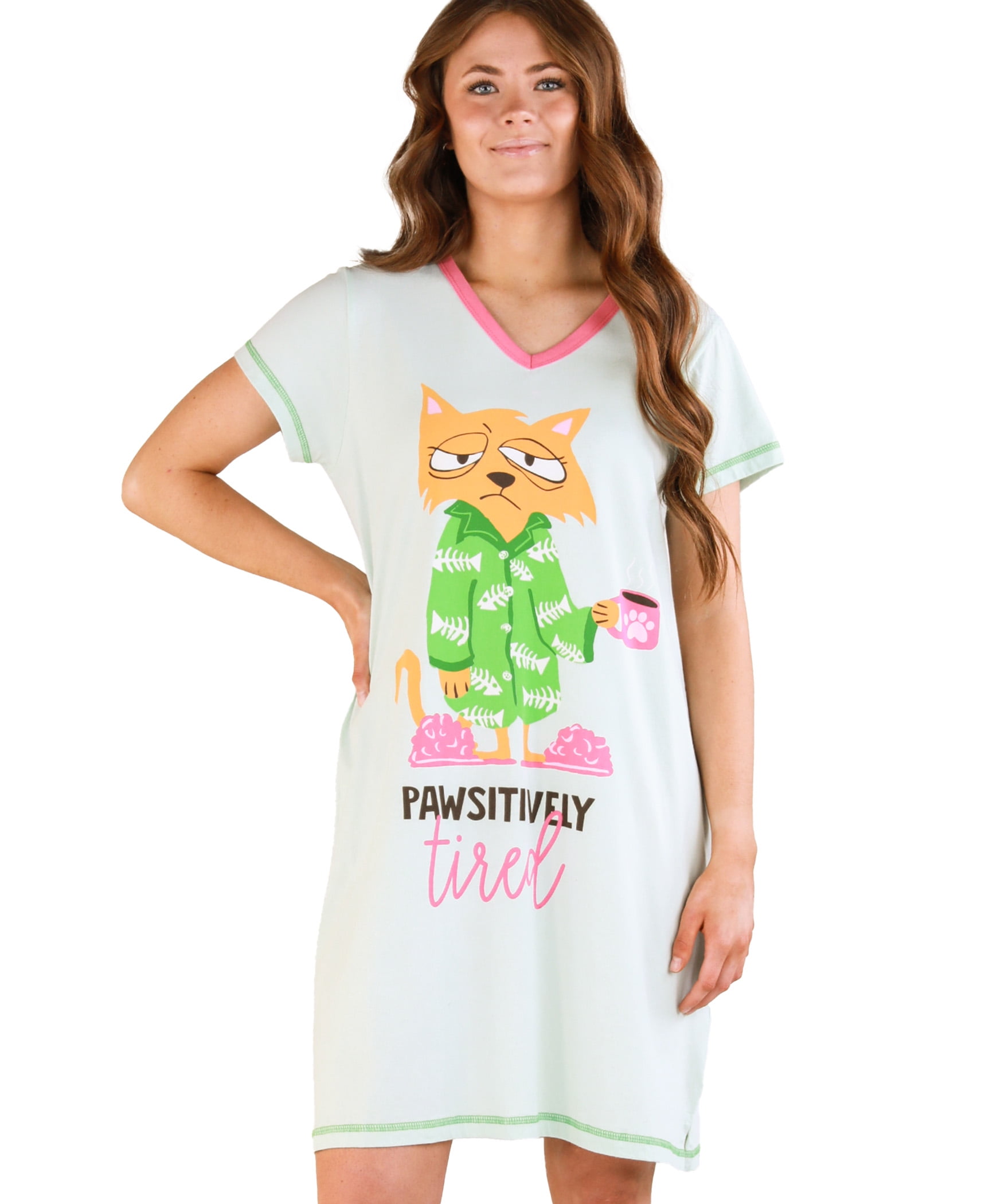 LazyOne Women's Nightgown, Funny V-Neck Sleep Shirt for Women ...