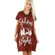 LazyOne Womens Nightgown, Funny V-Neck Sleep Shirt for Women Silent Night, L/XL