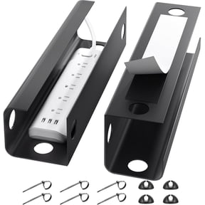 LazySpin 2 Pack Under Desk Wire & Cable Management Organizers, Black