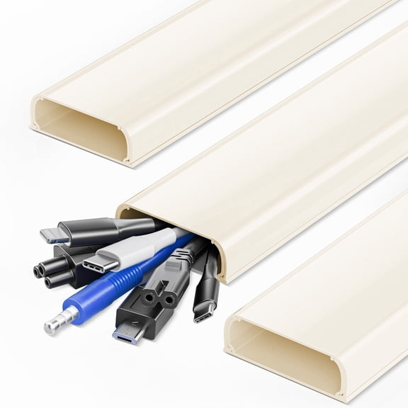 LazySpin 47.3" Cord Cover, Extra Large Cable Hider for Wall Mount TV 2.36"Wx0.79"H, Beige