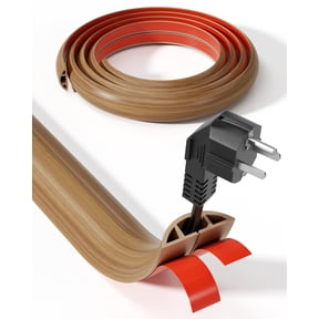 LazySpin 5ft Floor Cable Cover, Wood Grain Floor Cord Protector Self-Adhesive Extension Cable Hider, Brown Wood
