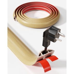 LazySpin 5ft Floor Cord Cover, Wood Grain Cord Covers Floor Cable Protector, Light Wood