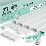 LazySpin 71" Cord Cover, Large TV Cord Hider for Wall Mounted TV, W1.18 H0.6in, White
