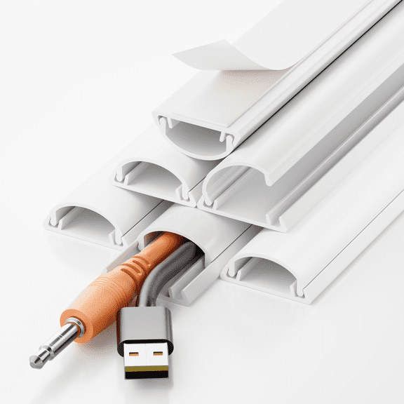 LazySpin Cord Hider, 85" PVC Half Round Cord Cover Cable Management, 6 Pack