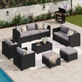 thumbnail image 1 of LazySunsets 10 Piece Outdoor Furniture Set, Rattan Wicker Outdoor Conversation Set Patio Furniture, Light Gray/Black, 1 of 9