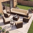thumbnail image 1 of LazySunsets 10 Pieces Patio Conversation Set, Rattan Wicker Outdoor Sectionals with Swing Chairs, Beige/Brown, 1 of 10