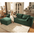 thumbnail image 1 of LazySunsets 103" Boneless Couch for Living Room, L-Shaped Modular Sectional Sofa with Wide Armrests and Cup Holders, Corduroy Cloud Cuch No Assembly, Green, 1 of 10