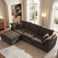 thumbnail image 1 of LazySunsets 112" Oversized Modular Sectional L Shaped Sofa, Wide & Deep Seat Boneless Cloud Couch With Multi-Purpose Round Pillow, No Assembly (Brown), 1 of 7