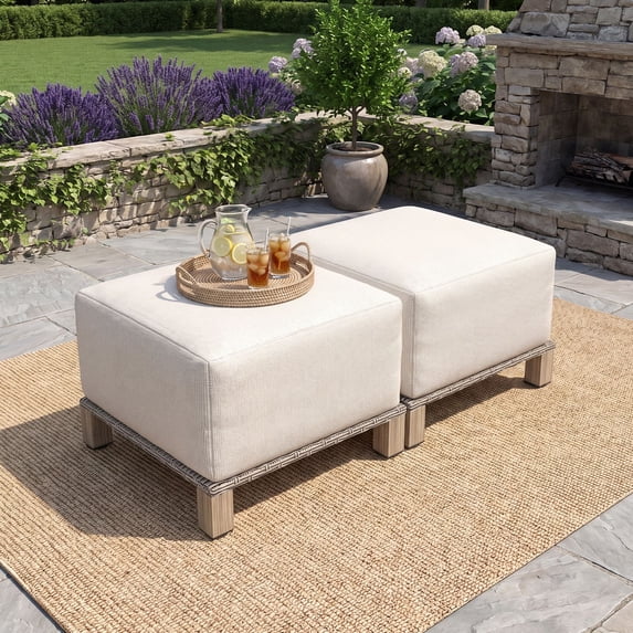 LazySunsets 2 Ottomans, Beige