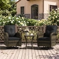 thumbnail image 1 of Clouddwell 3 Pieces Patio Furniture Set, Patio Swivel Rocker Chairs Set of 2, Wicker Outdoor Bistro Set with Rocking Chair, Black/Yellow Brown, 1 of 8