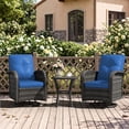 thumbnail image 1 of LazySunsets 3 Pieces Patio Furniture Set, Patio Swivel Rocker Chairs Set of 2, Wicker Outdoor Bistro Set with Rocking Chair, Blue/Gray, 1 of 8