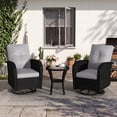 thumbnail image 1 of LazySunsets 3 Pieces Patio Furniture Set, Patio Swivel Rocker Chairs Set of 2, Wicker Outdoor Bistro Set with Rocking Chair, Gray/Black, 1 of 8