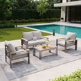 thumbnail image 1 of LazySunsets 4 Piece Aluminum Patio Furniture Set, 4-Seat Oversized Outdoor Sectional, Light Gray, 1 of 9