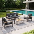 thumbnail image 1 of LazySunsets 4 Piece Aluminum Patio Furniture Set, 5-Seat Oversized Outdoor Sectional, Dark Gray, 1 of 9