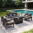 thumbnail image 1 of LazySunsets 5 Piece Aluminum Patio Furniture Set, 7-Seat Oversized Outdoor Sectional with Fire Pit Table, Dark Gray, 1 of 9