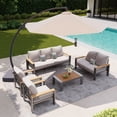 thumbnail image 1 of LazySunsets 6 Piece Aluminum Patio Furniture Set, 7-Seat Oversized Outdoor Sectional with Patio Umbrella, Light Gray, 1 of 10