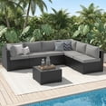 thumbnail image 1 of LazySunsets 7-Piece Outdoor Patio Furniture Set, Wicker Rattan Sectional Sofa Conversation Sets, Light Gray, 1 of 11