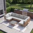 thumbnail image 1 of LazySunsets 7-Piece All Weather Light Gray Wicker Patio Sectional Conversation Set, Water Resistant Thick Cushions & Tempered Glass Coffee Table for Backyard Poolside Porch, 1 of 8