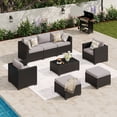 thumbnail image 1 of LazySunsets 8 Piece Outdoor Furniture Set, Rattan Wicker Outdoor Conversation Set Patio Furniture, Light Gray/Black, 1 of 9