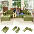 thumbnail image 1 of LazySunsets Modular Sectional Boneless Couch, Chenille Tufted Sectional Couches for Living Room, No Assembly U Shape Cloud Sofa with Throw Pillows & Storage Side Pocket (Green), 1 of 7
