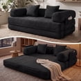thumbnail image 1 of LazySunsets Sofa Bed Convertible Boneless Couch Corduroy Modular Couch Bed with Fixed-Shape Frame & Removable Armrests for Living Room, Bedroom Black, 1 of 7