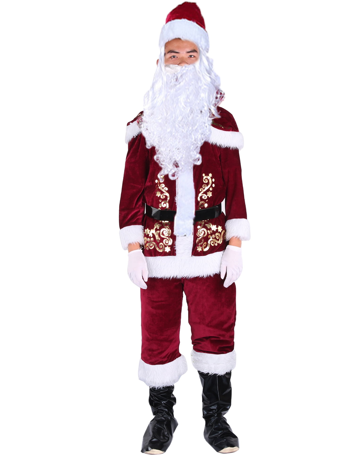 FOCUSNORM Adults Christmas Suit Set Red Santa Claus Father Xmas