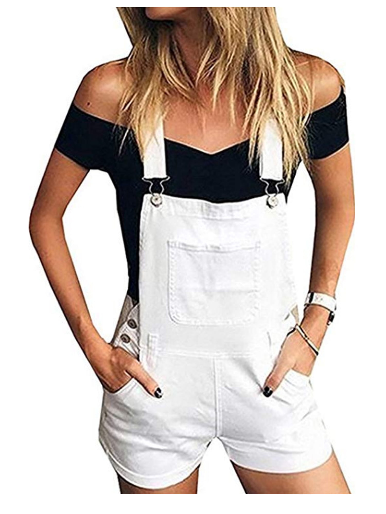 White overalls cheap shorts womens