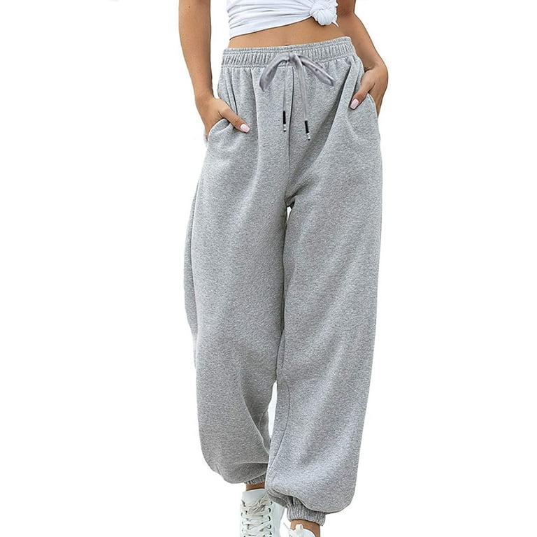 Lazybaby Womens High Waisted Sweatpants Drawstring Jogger Sweat Pants Cinch  Bottom Workout Trousers
