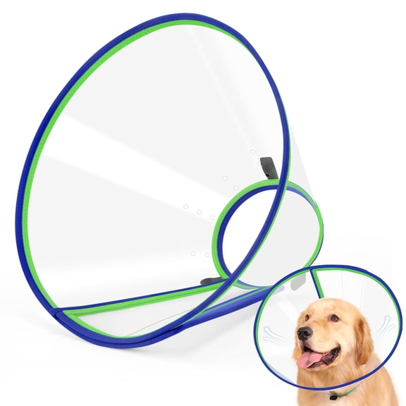 Lazynoon Dog Cone Collar, Soft & Breathable Transparent Elizabeth Cone for Dogs to Stop Licking, Cat Cones After Surgery, (Size 1)