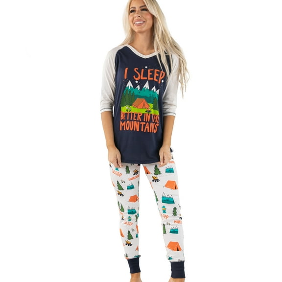 Lazyone Women's Soft Casual Pajama Leggings and Tall Tee Sets With Cute Fun Prints, Better in Mountains