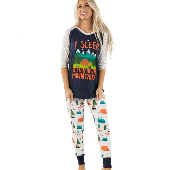 Lazyone Women's Soft Casual Pajama Leggings and Tall Tee Sets With Cute Fun Prints, Better in Mountains