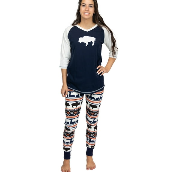 Lazyone Women's Soft Casual Pajama Leggings and Tall Tee Sets With Cute Fun Prints, Buffalo Fair Isle