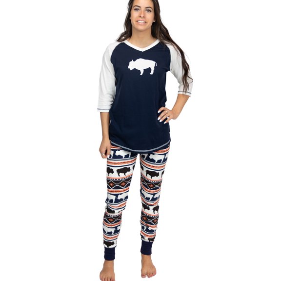 Lazyone Women's Soft Casual Pajama Leggings and Tall Tee Sets With Cute Fun Prints, Buffalo Fair Isle