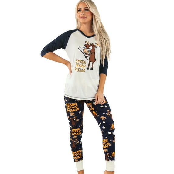Lazyone Women's Soft Casual Pajama Leggings and Tall Tee Sets With Cute Fun Prints, Smore Sleep