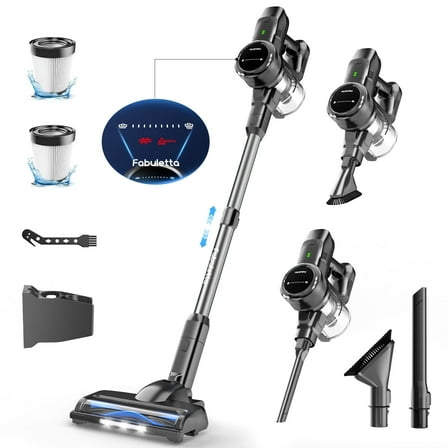 Lazyswan Cordless Vacuum Cleaner 35KPA Self-Standing Stick Vacuum 50min 400W Vac for Home Pet Hair Car Carpet Hardwood Floor, Black