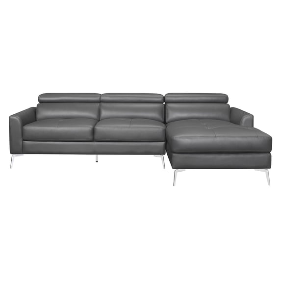 Lazzara Home Hinshaw 102 in. W 2-Piece Leather Sectional Sofa in Dark Gray