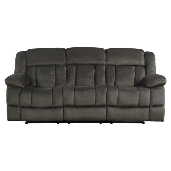 Lazzara Home Magnus 90 in. W Pillow Top Arm Microfiber Straight Double Reclining Sofa in Chocolate
