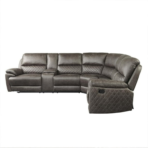 Lazzara Home Maston 116.5 In. W Pillow Top Arm Microfiber 3-Piece L-Shaped Reclining Sectional In Brown