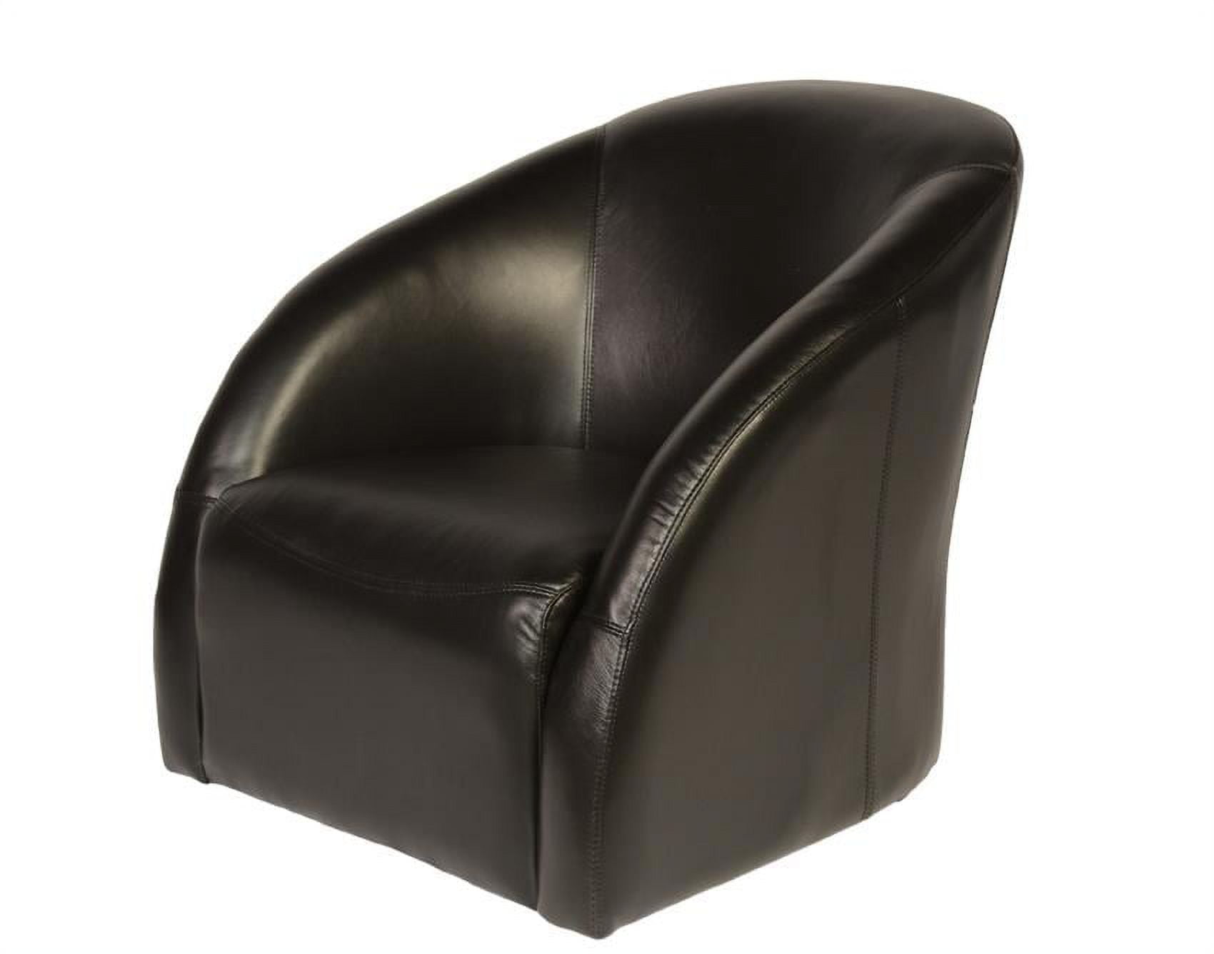 Lazzaro Maryland Leather Swivel Tub Chair in Black