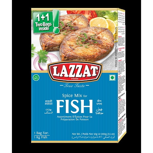 Lazzat Foods True Taste Spice Mix for Fish 2 x 50g (100g) (pack of 6)